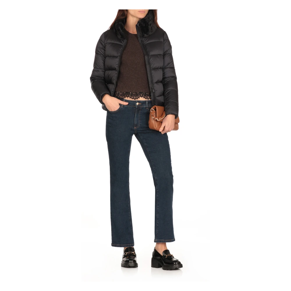 Save The Duck Zwarte Gewatteerde Korte Jas Vrouw Black Dames