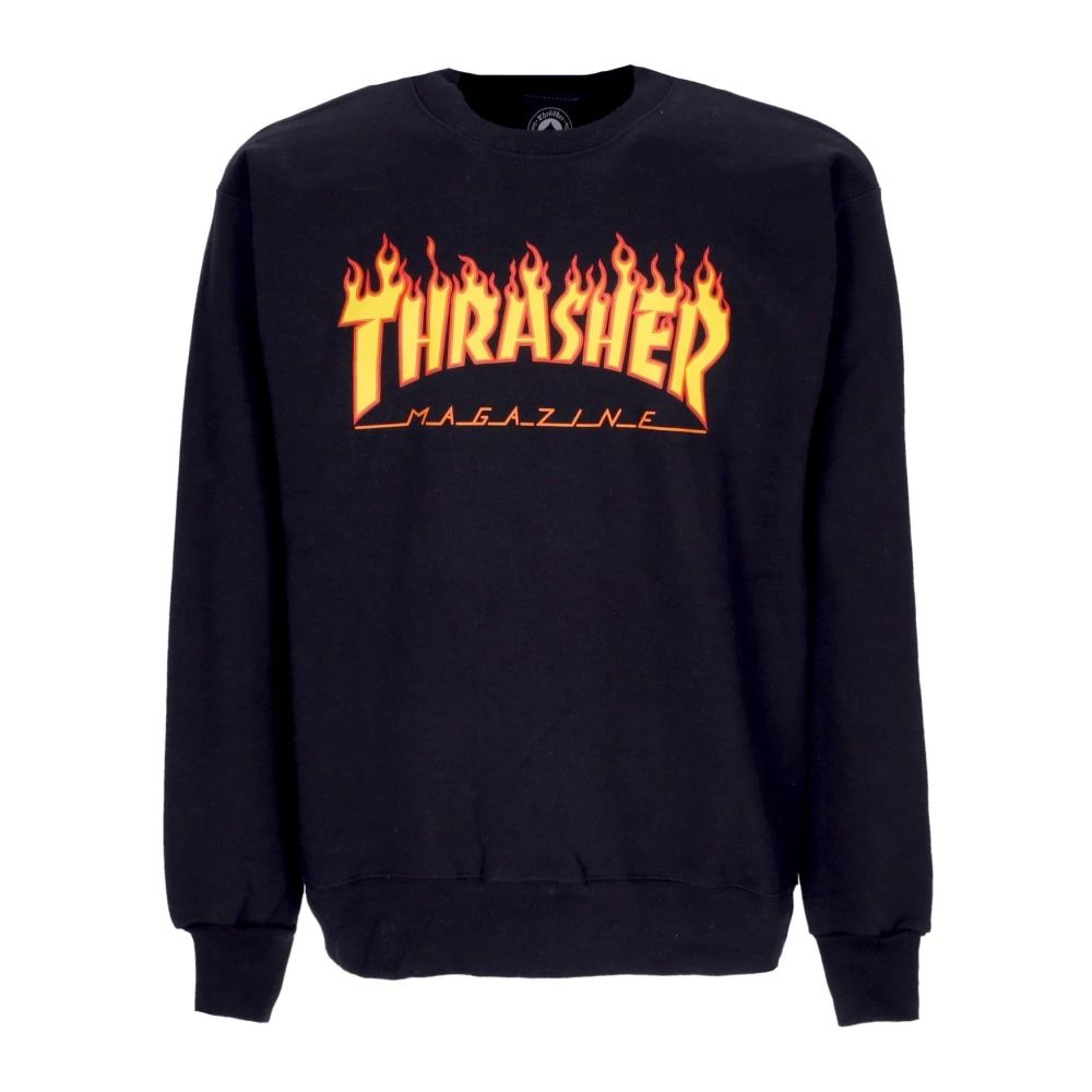 Thrasher Zwarte Flame Crewneck Sweatshirt Black Heren