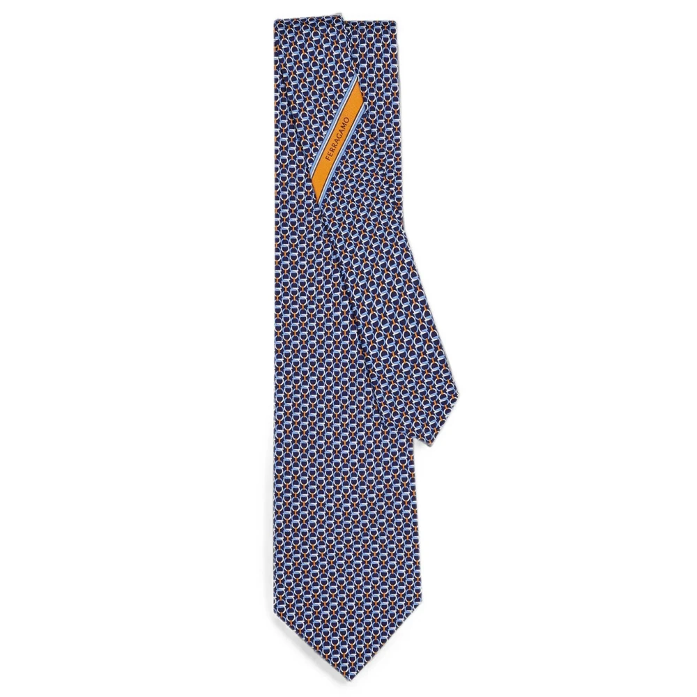FERRAGAMO | Cravatta in twill di seta Gancini blu navy | Man | PZ - Immagine 3