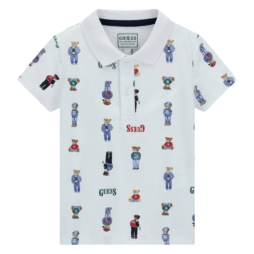 Guess Boys White Kids Short Sleeve T-Shirts, 2 Y, Bear Polo Shirt