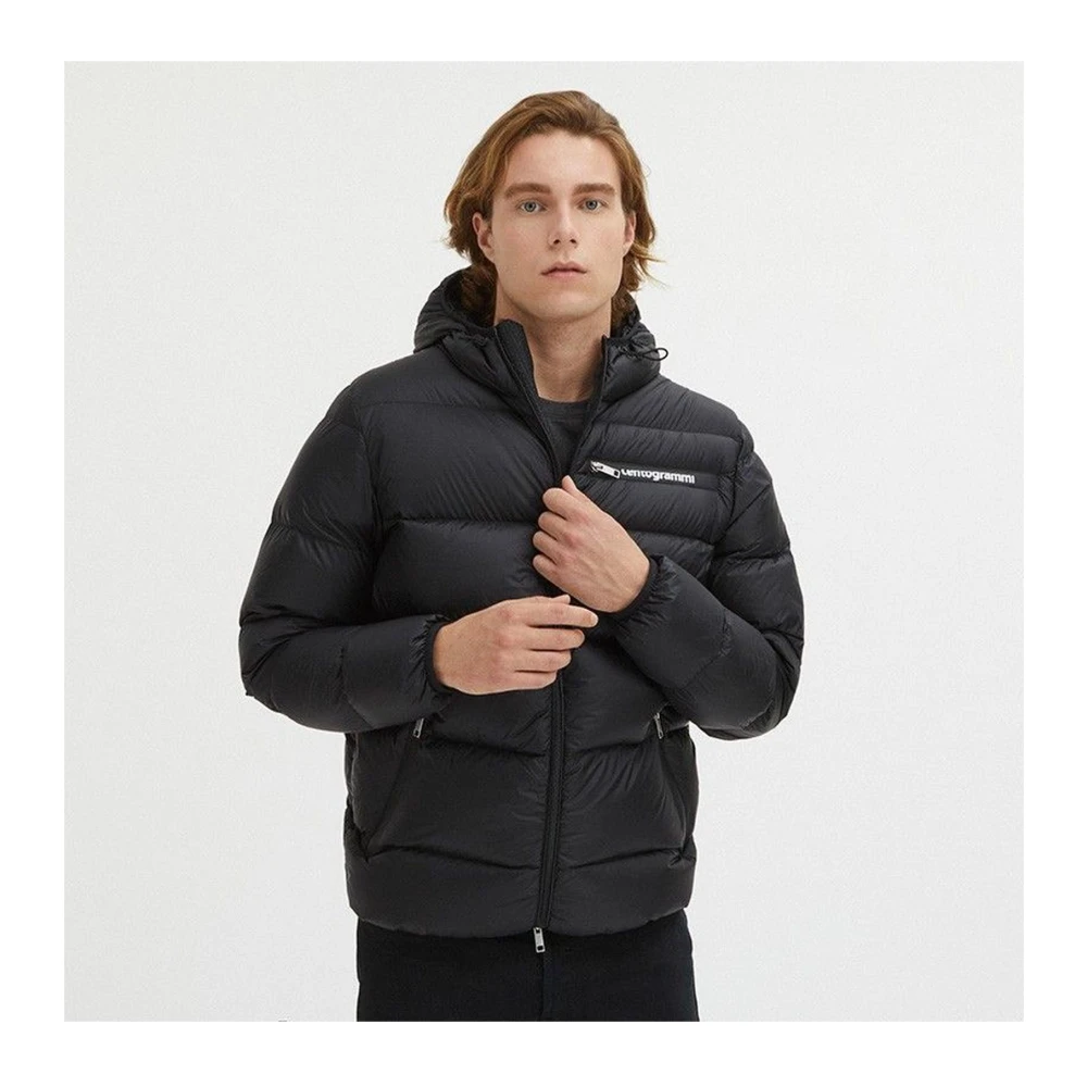 Centogrammi Zwarte Hooded Jas Black Heren