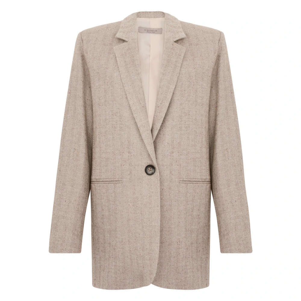 D.Exterior Grå Vertikal Rand Blazer Kvinnor Gray, Dam