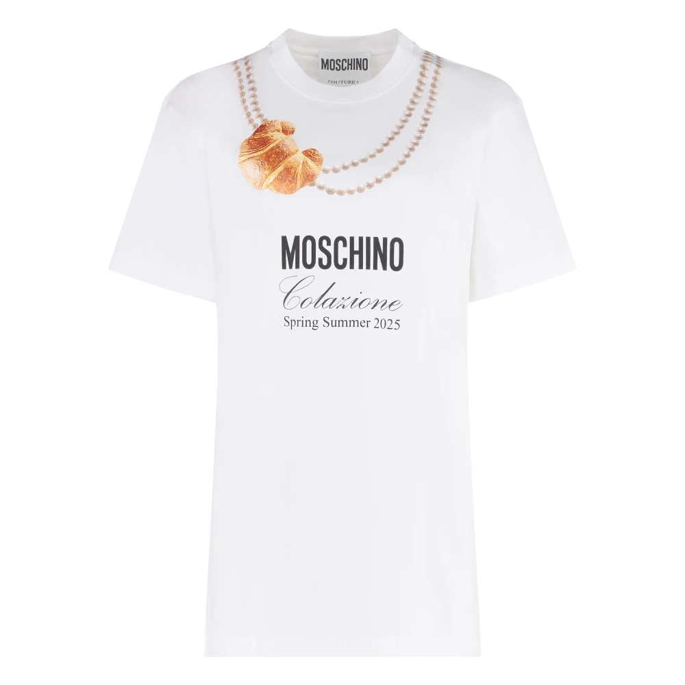 Moschino Women's White Printed Cotton T-Shirt
