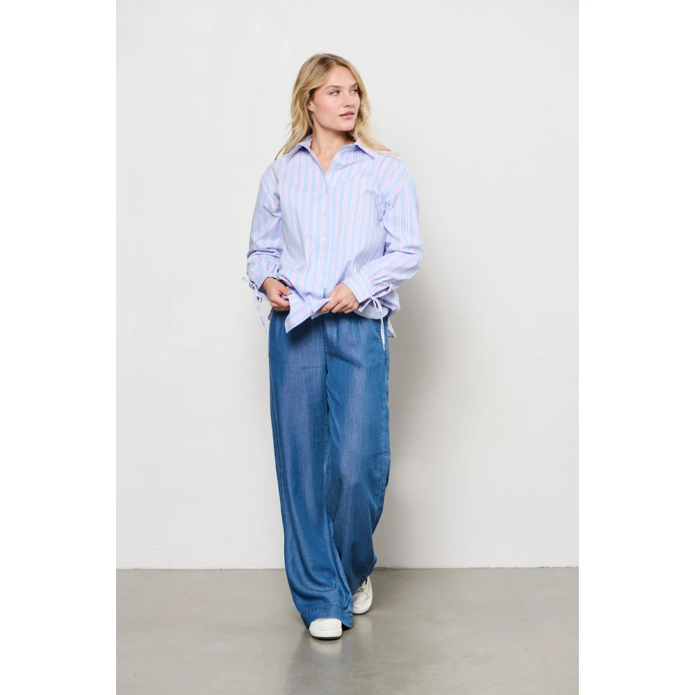 &Co Woman Oversized geruite overhemd Blue Dames