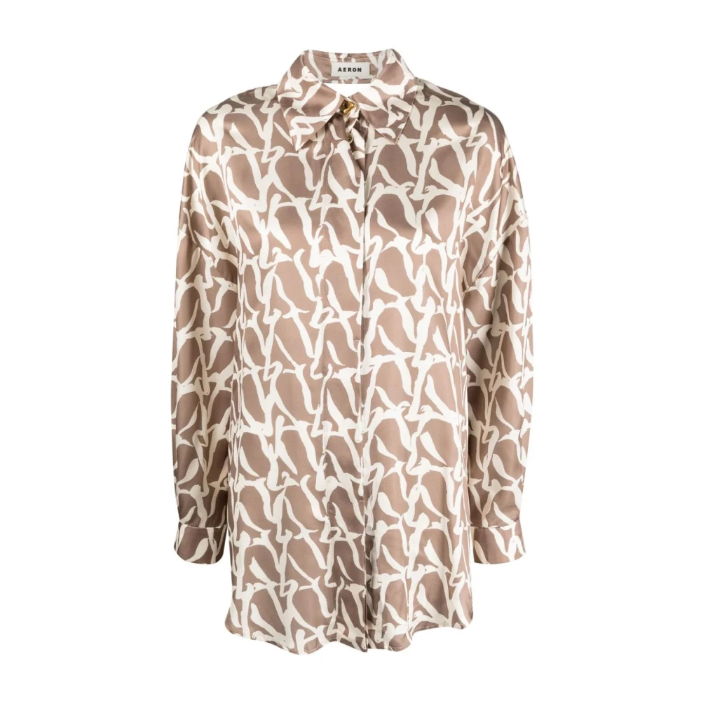 Aeron Brown Multicolour Silk Print Long Sleeve Shirt - Female - Shirts - S - Blouses & Shirts