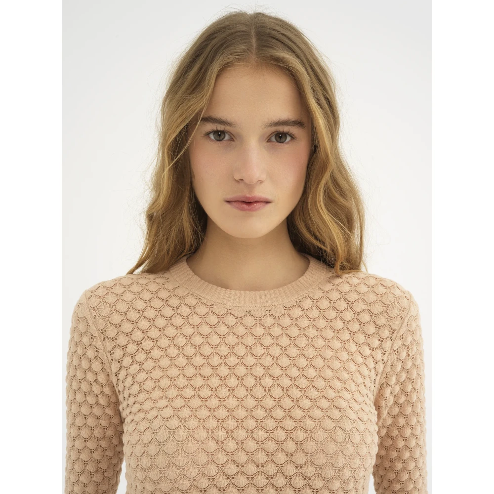 Chloé Roze Crewneck Sweater Geribbelde Zoom Pink Dames