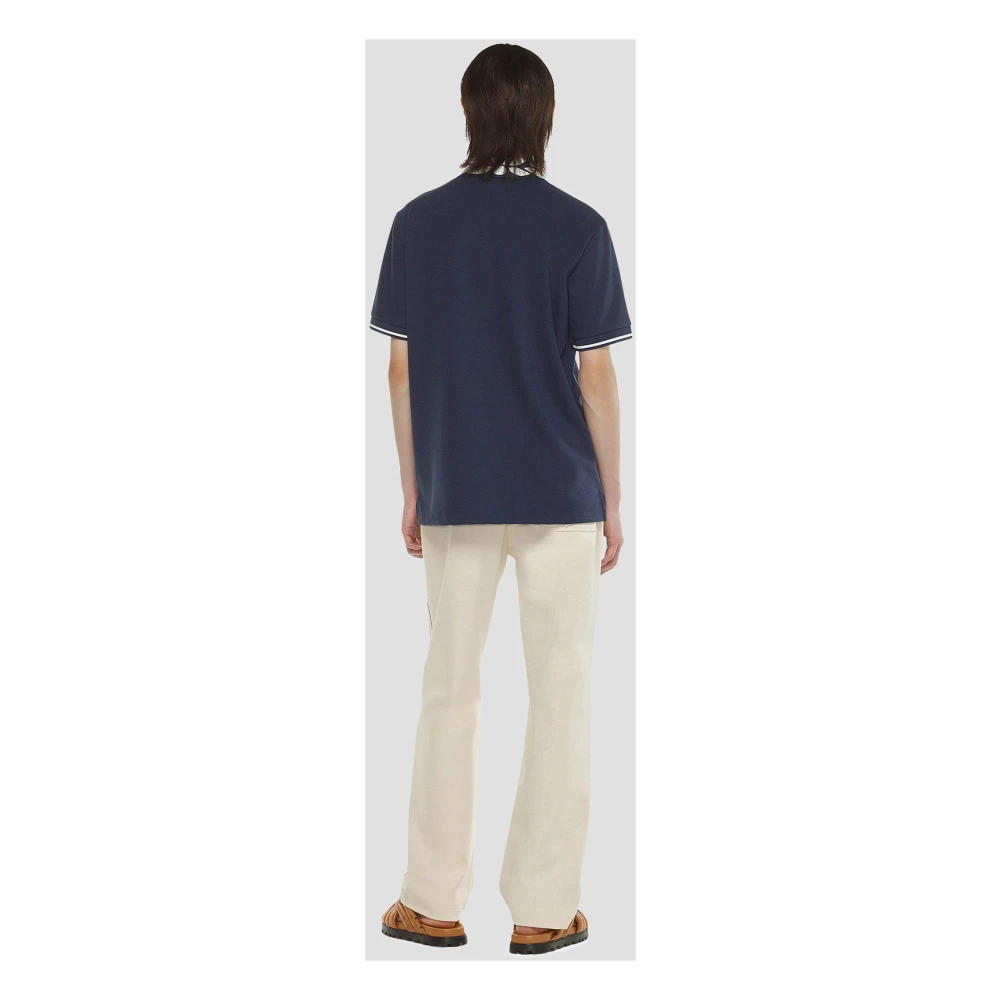 MCM Piqué polo met intarsia-gebreid lauriermotief Blue Heren