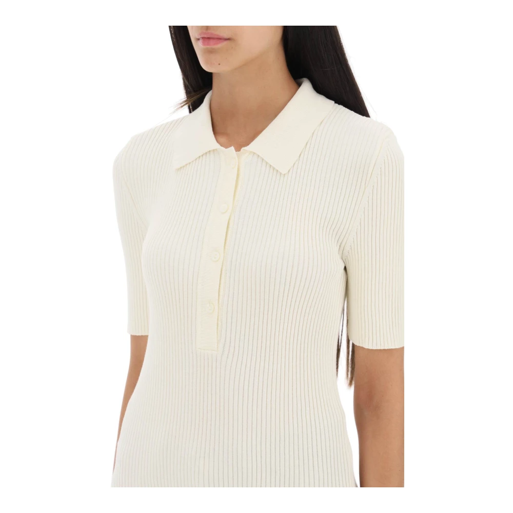 A.p.c. Ribgebreid Poloshirt White Dames