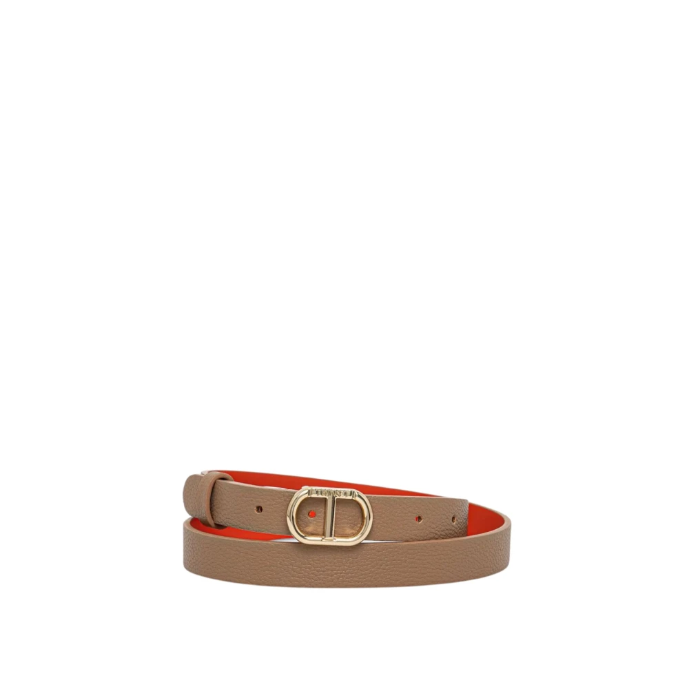 Twinset Omkeerbare Leren Riem met Ovaal Gesp Brown Dames