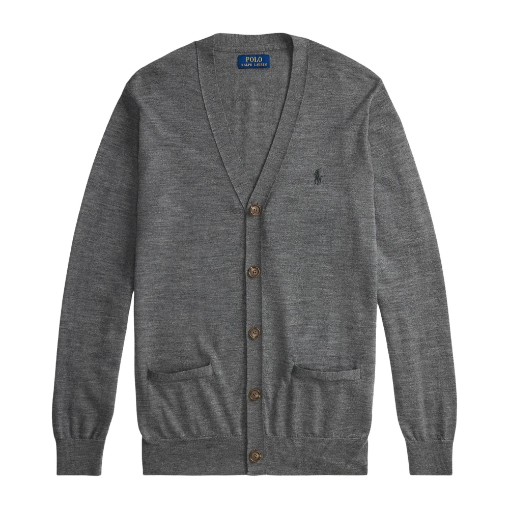 Polo Ralph Lauren Gray Cardigans, Male, Xl, Maglione Cardigan