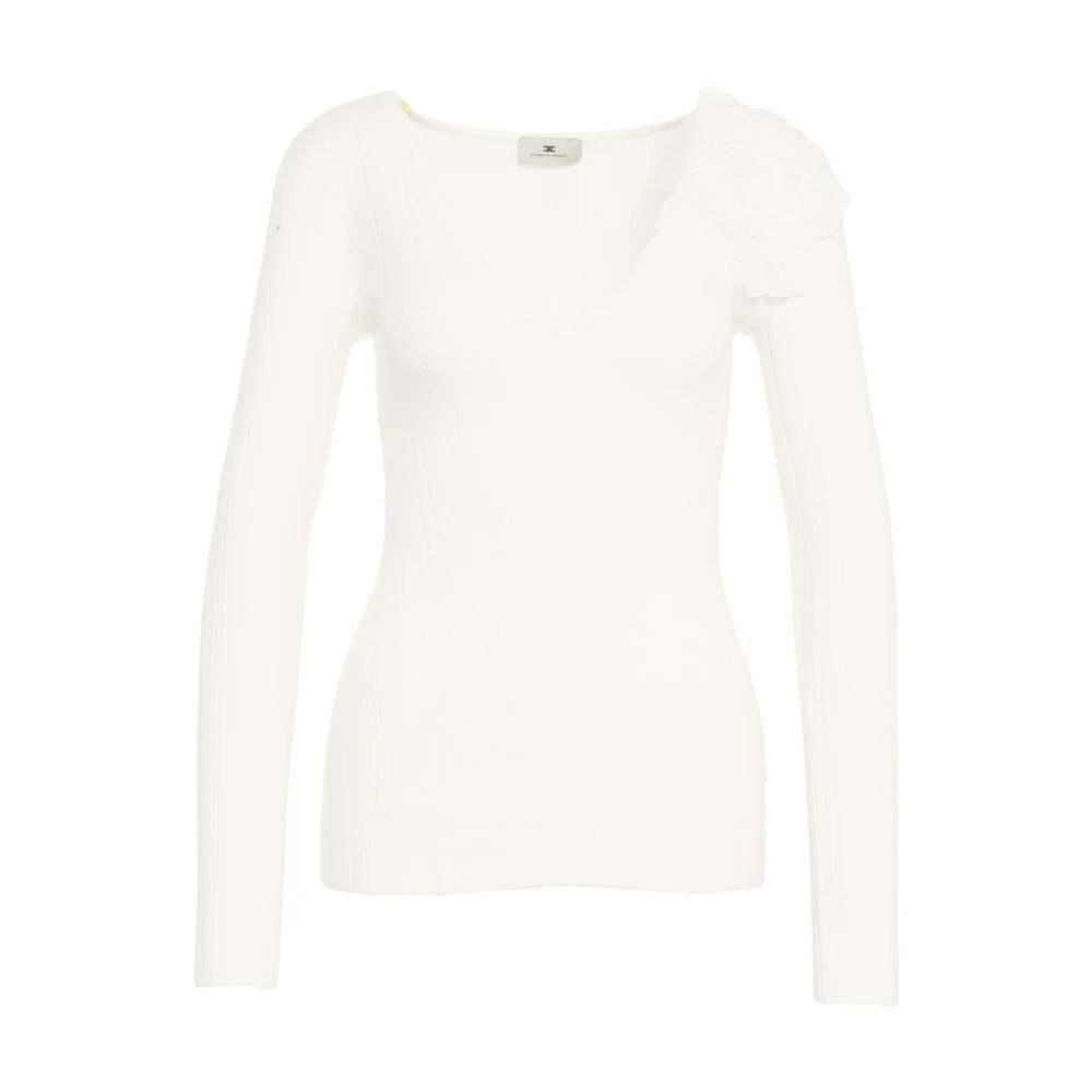 Elisabetta Franchi Witte Bloemen Gebreide Top White Dames