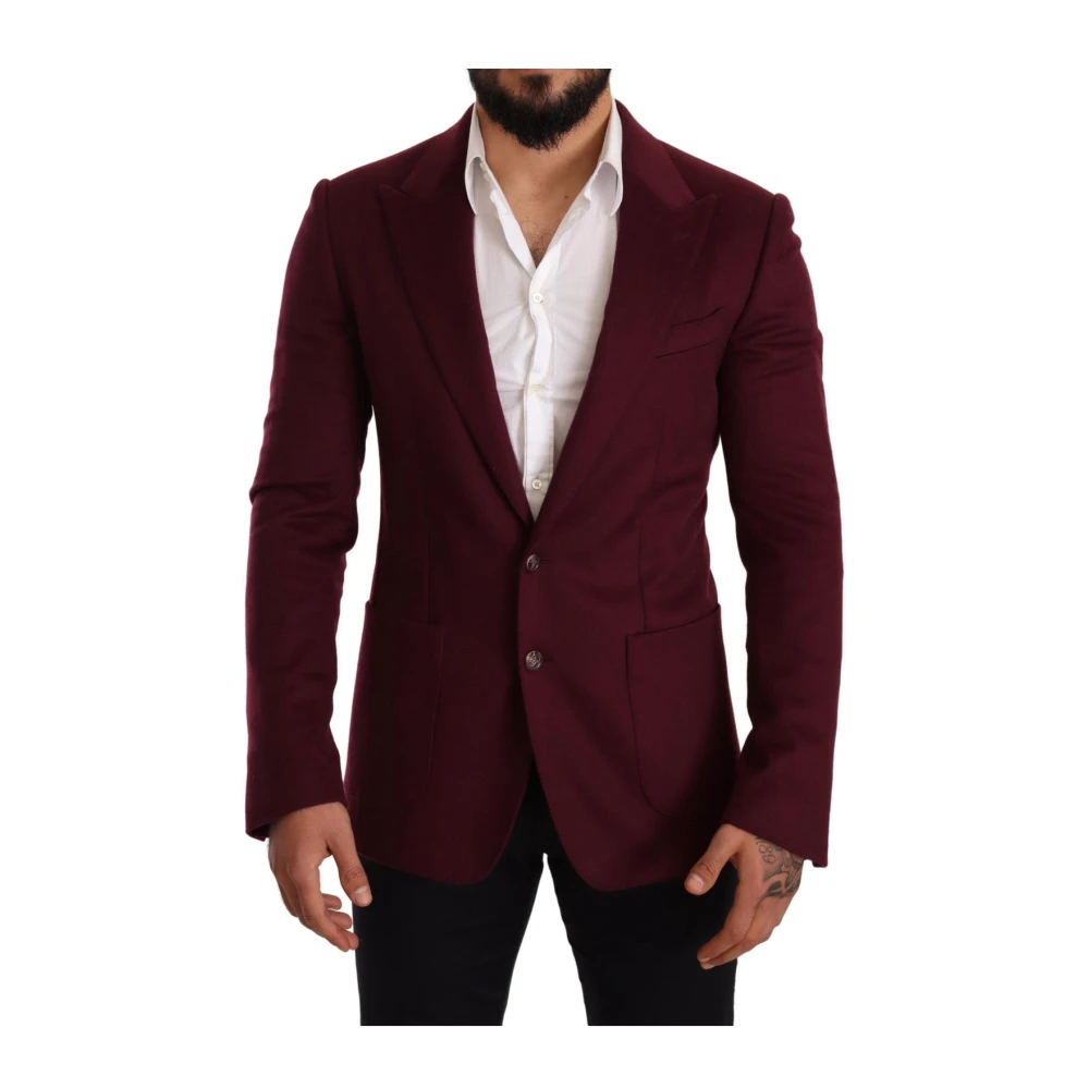 Dolce & Gabbana Men's Burgundy Luxurious Cashmere Blazer Peak Lapel