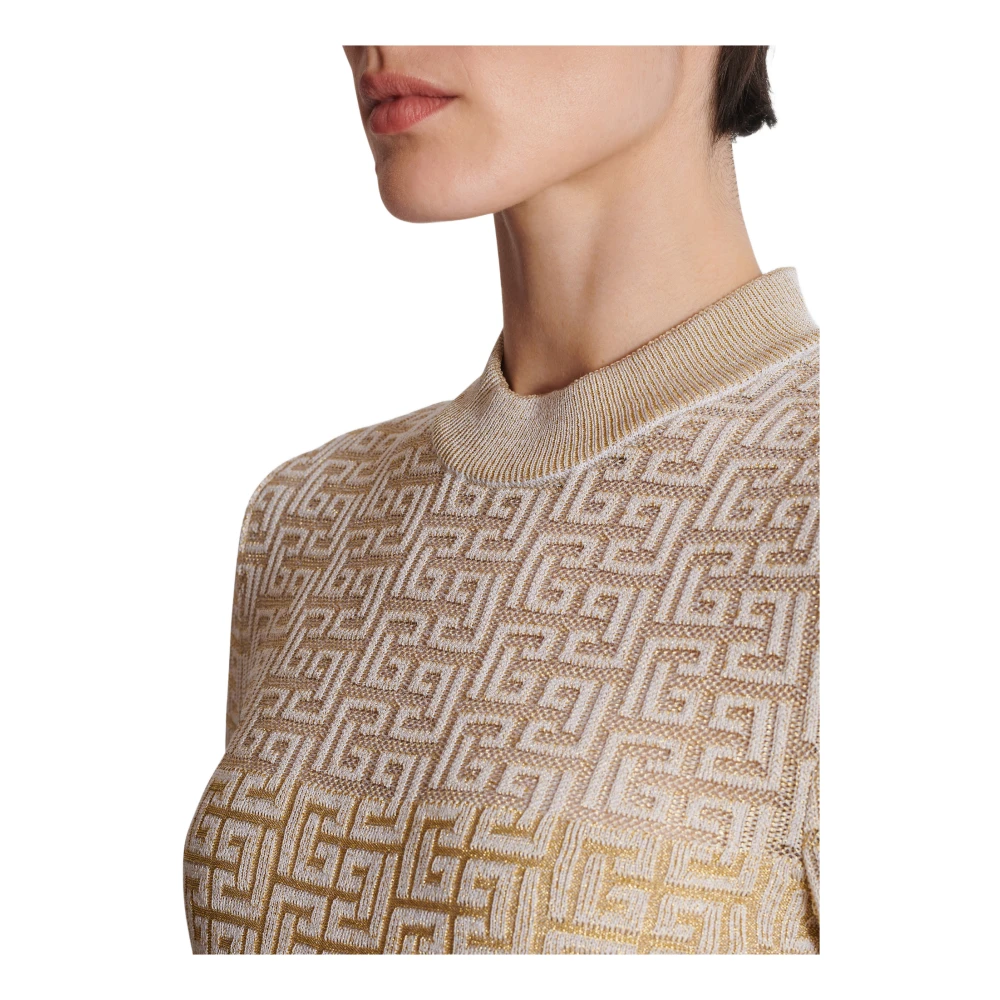 Balmain PB Labyrinth gebreide jurk Beige Dames