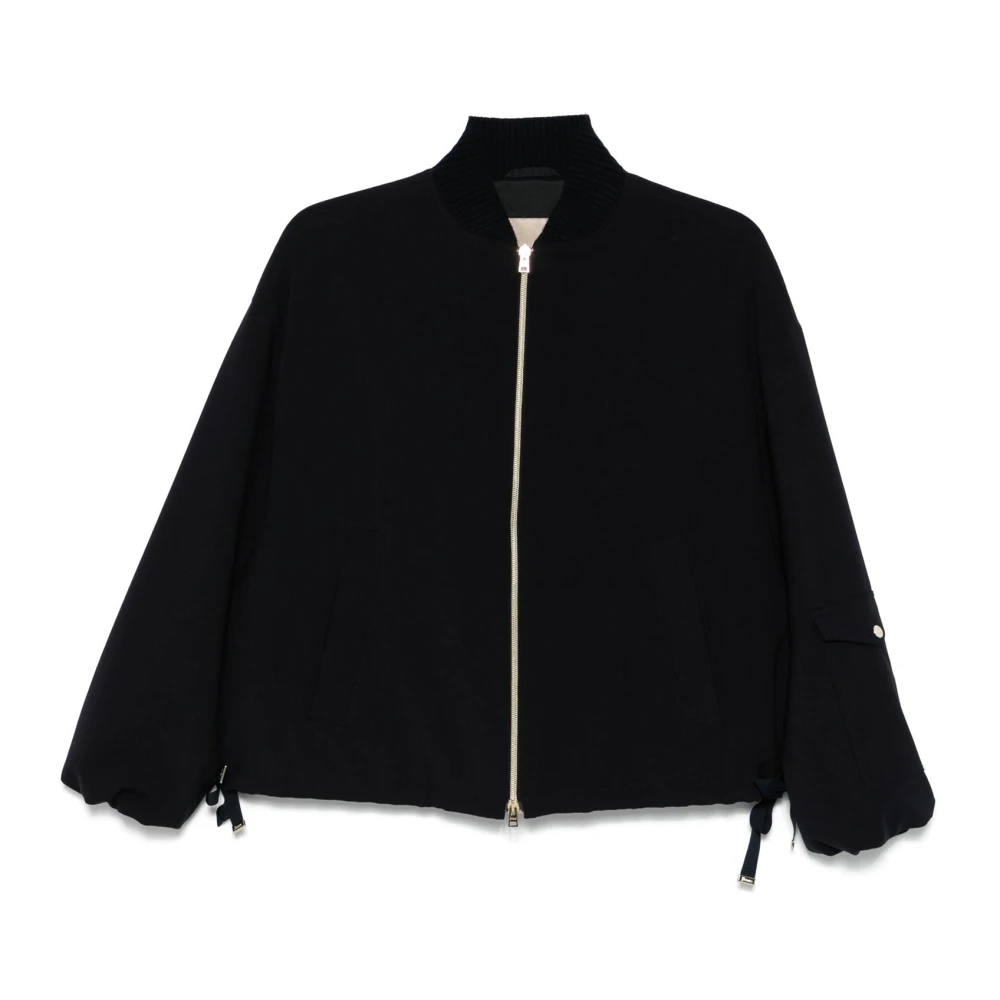 Herno Women's Blue Bomber Jacket With Zip Closure