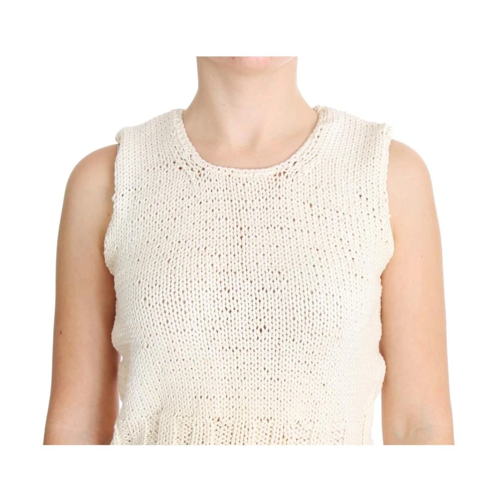 Pink Memories Beige Gebreid Vest Trui Beige Dames