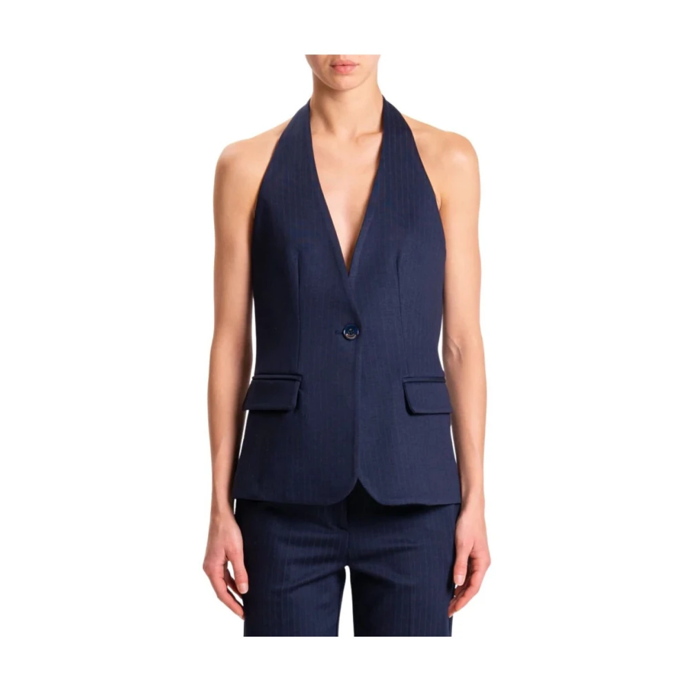 Vicolo Kvinno Blå Jackor Dam, M, Polyester, Pinstriped Punto Milano Gilet