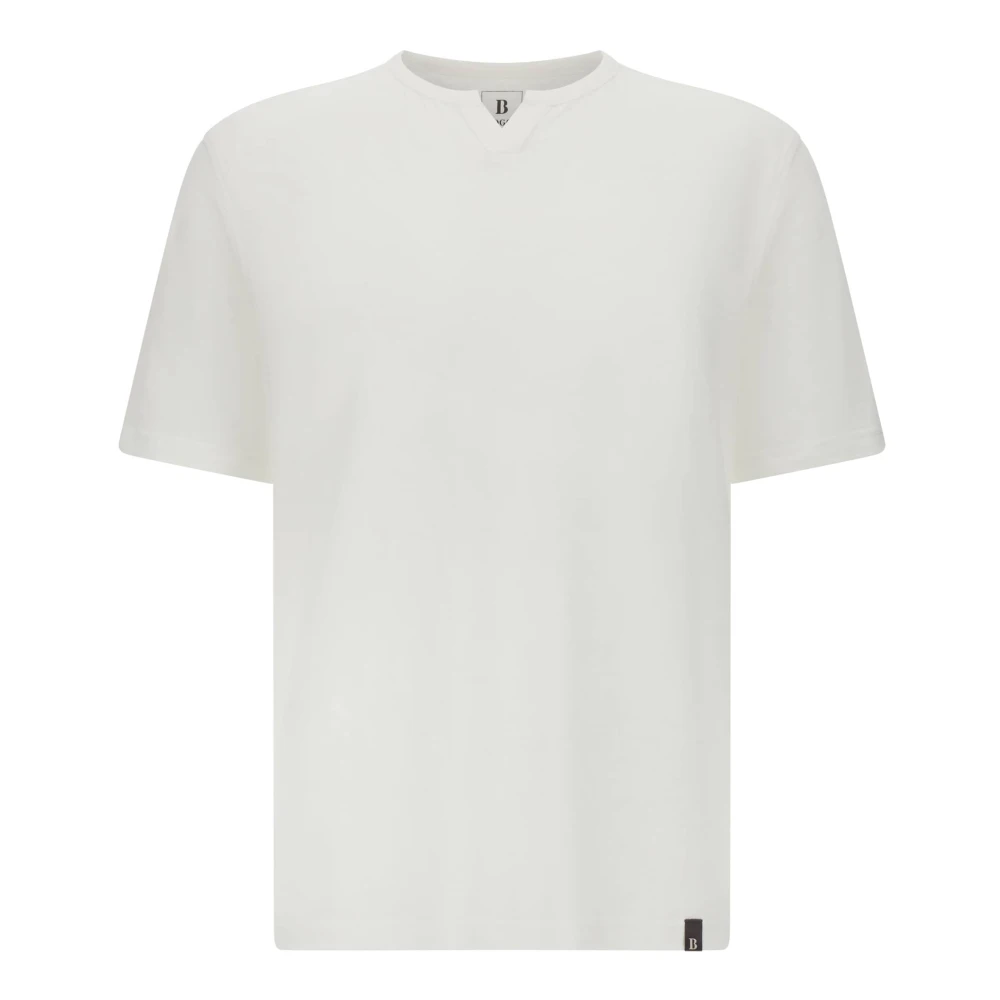 Boggi Milano Mannelijk Wit Tops Heren, 2XL, Linnen, T-Shirt In Stretch Linnen Jersey