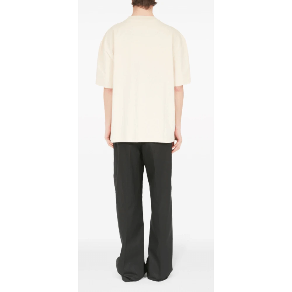 Maison Margiela Geborduurde Nummers Katoenen T-shirt Beige Heren