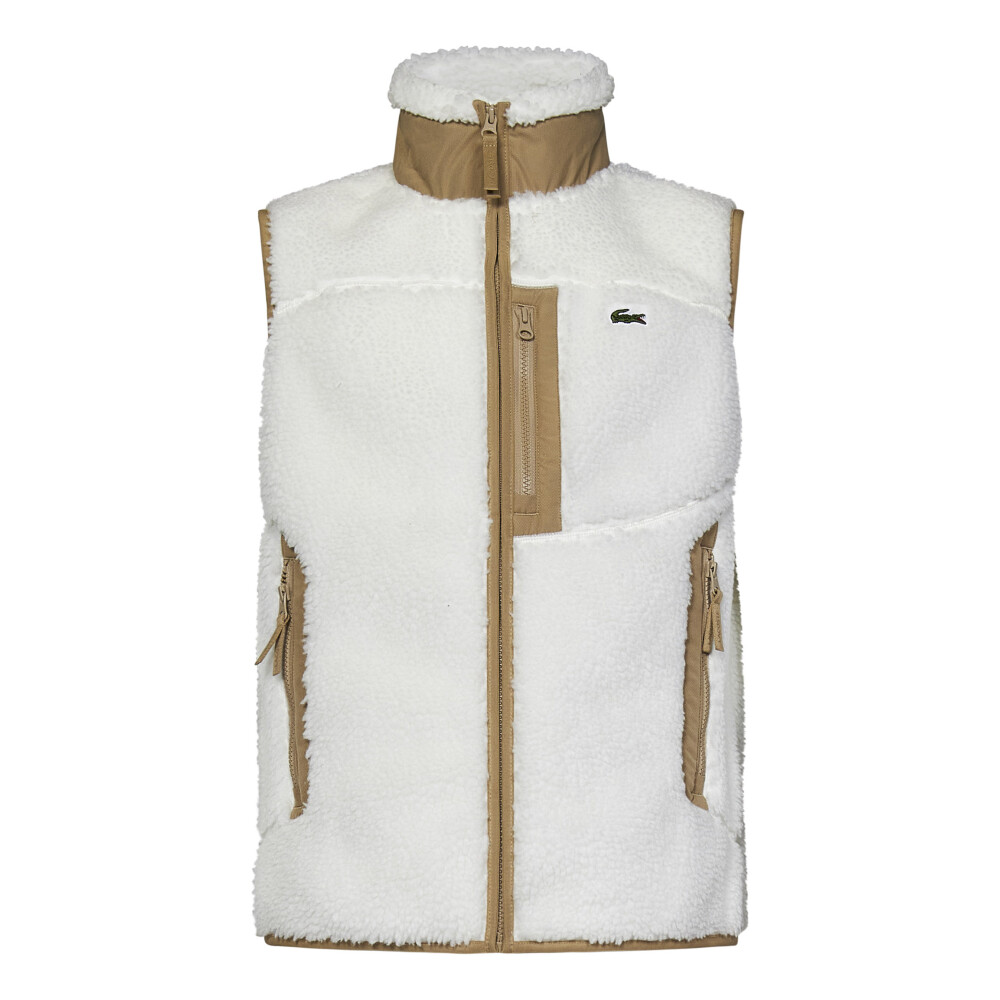 White Knitwear Turtleneck Vest AW24 Lacoste Vests Miinto