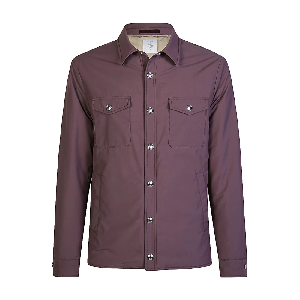 Eleventy Nylon Wol Overshirt Rain System Purple Heren