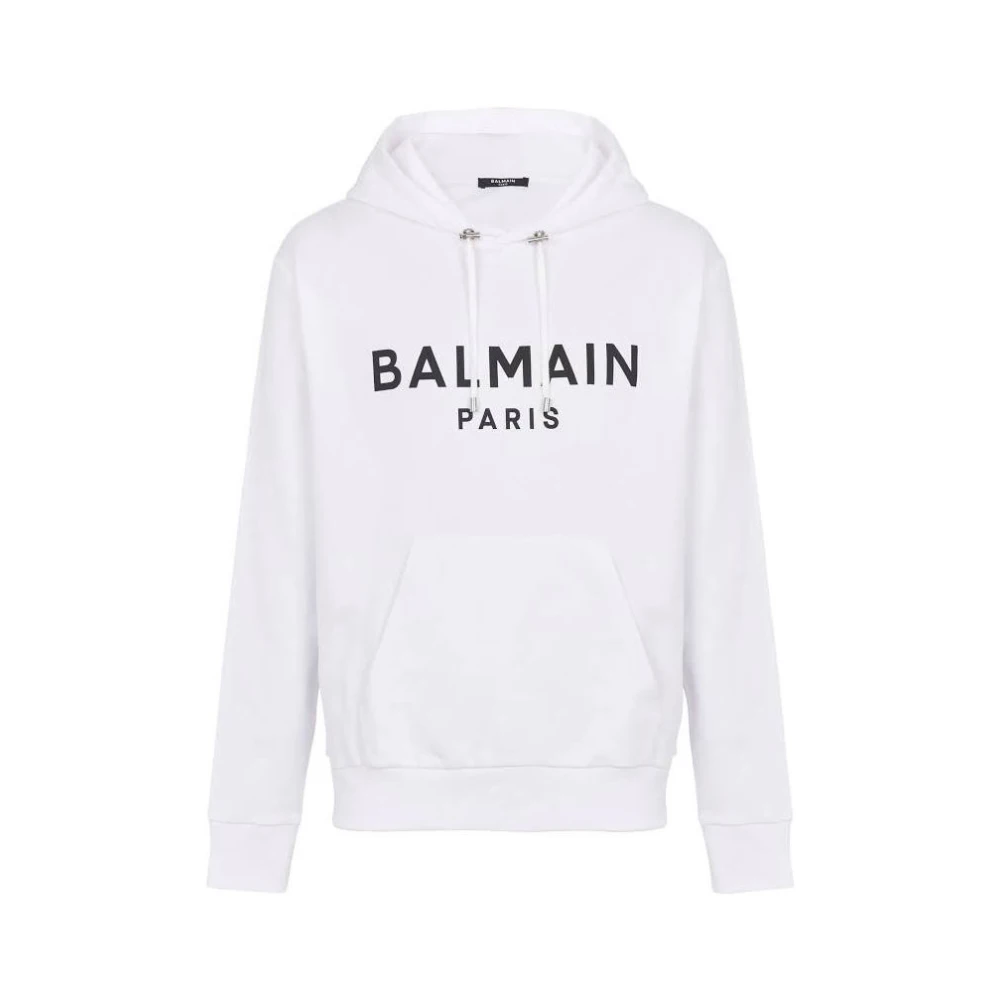 Balmain White Printed Paris Hoodie - Female - Hoodies - Xs - Sweatshirts & Hoodies