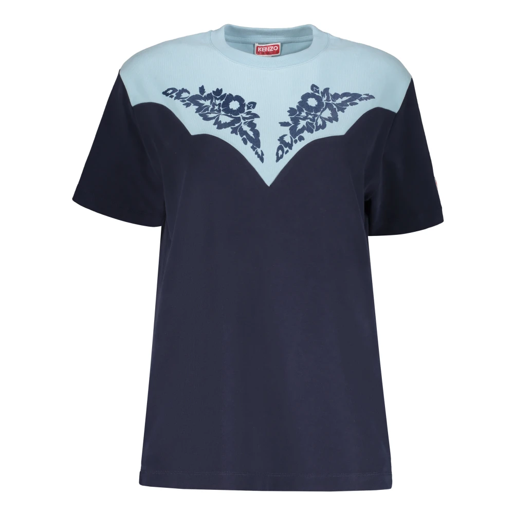 Kenzo Geribbelde Crew-neck T-shirt Blue Dames