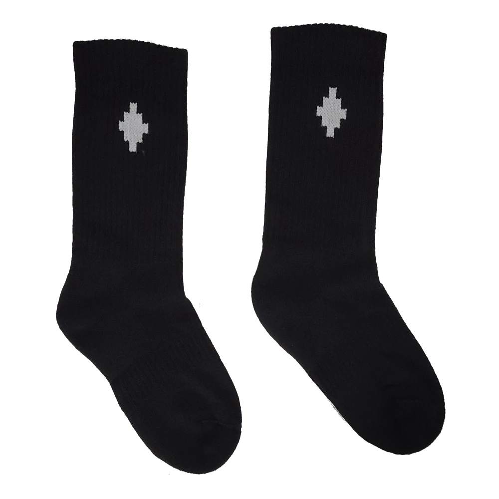 Marcelo Burlon Black Kids Socks, Male, M, Ribbed Cotton-Blend Socks