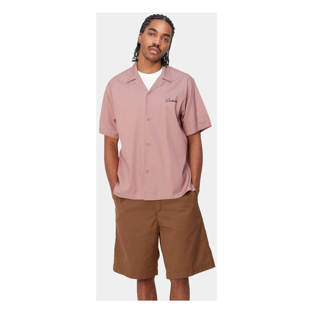 Carhartt WIP Roze Delray Bowling Kraag Shirt Pink Heren