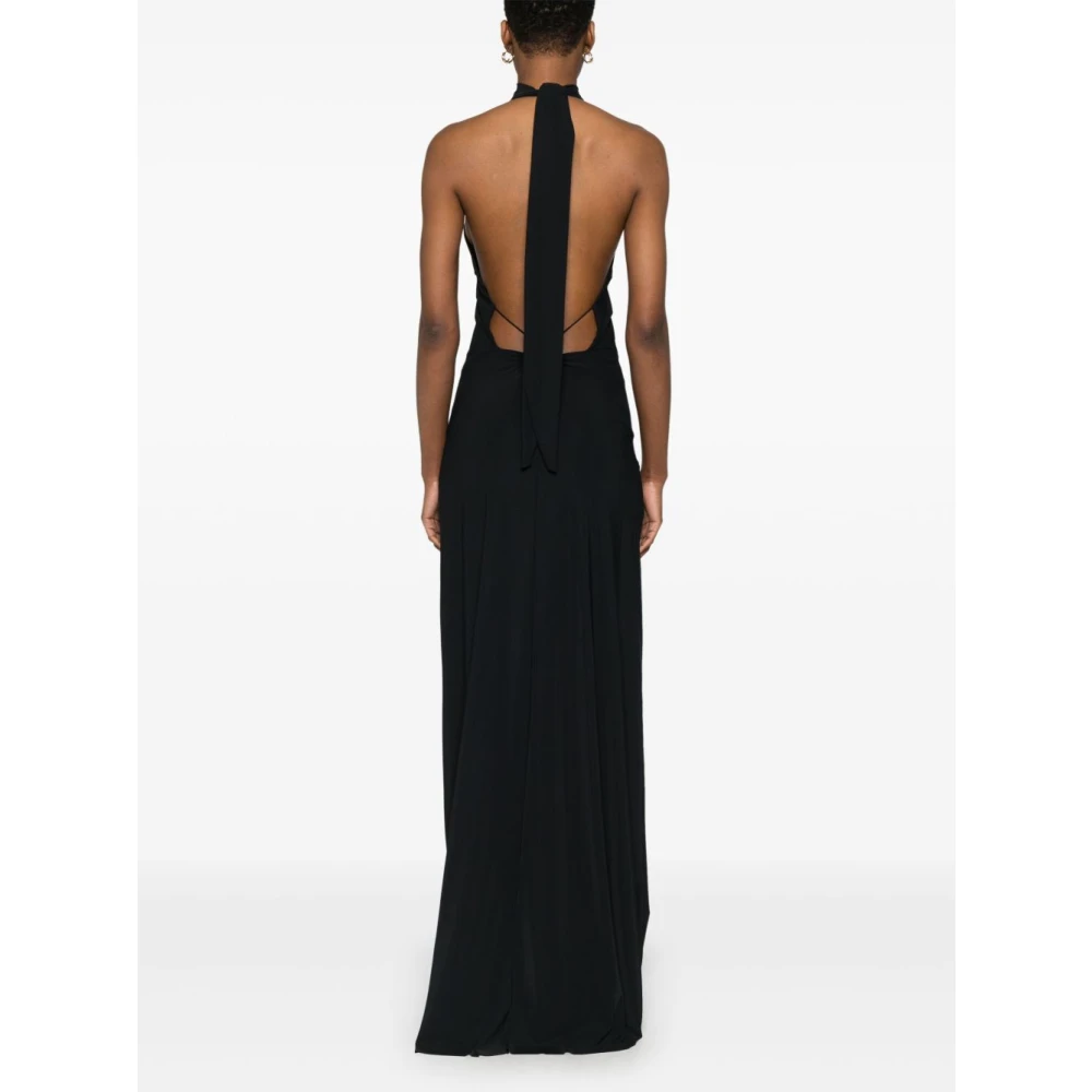 Amazuin Zwarte Halternek Jurk met Open Rug Black Dames
