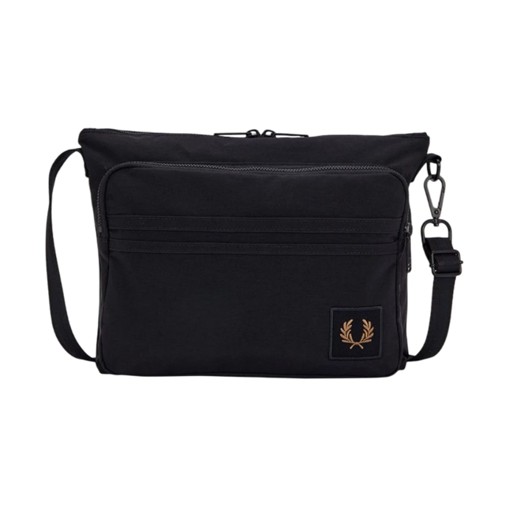 Fred Perry Men's Black Cross Body Bags, One Size, Nylon Crossbody Bag Laurel Wreath