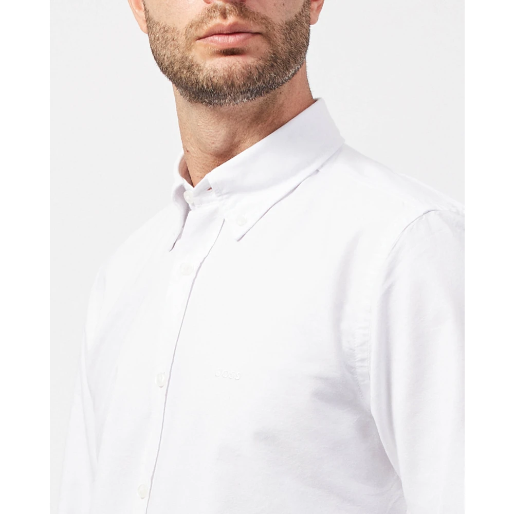 Hugo Boss Witte Oxford Overhemd met Natuurlijke Wassing White Heren