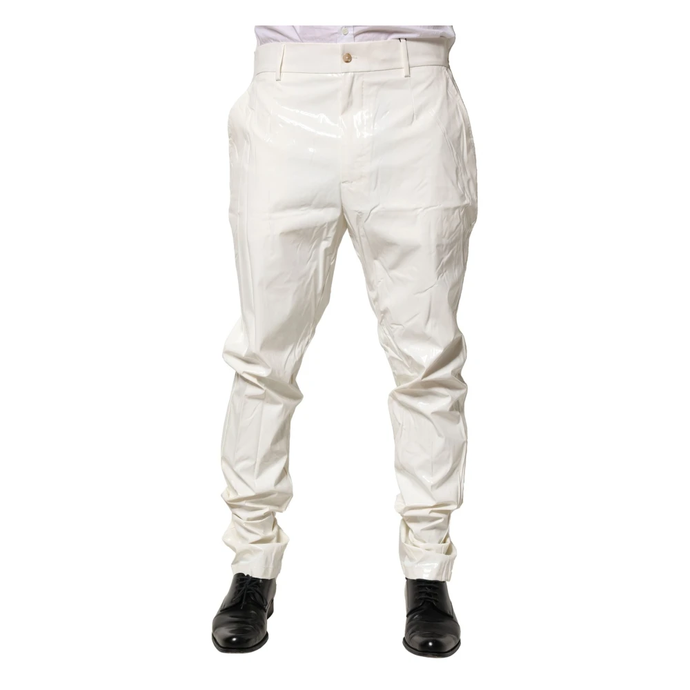Dolce & Gabbana Men's White Tapered Trousers - Slim-Fit Trousers - S - Trousers