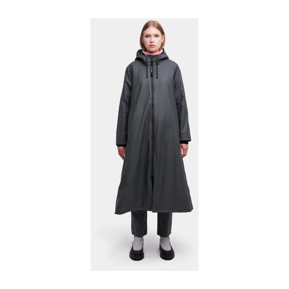 Stutterheim Warm Knielange A-Lijn Regenjas Black Dames