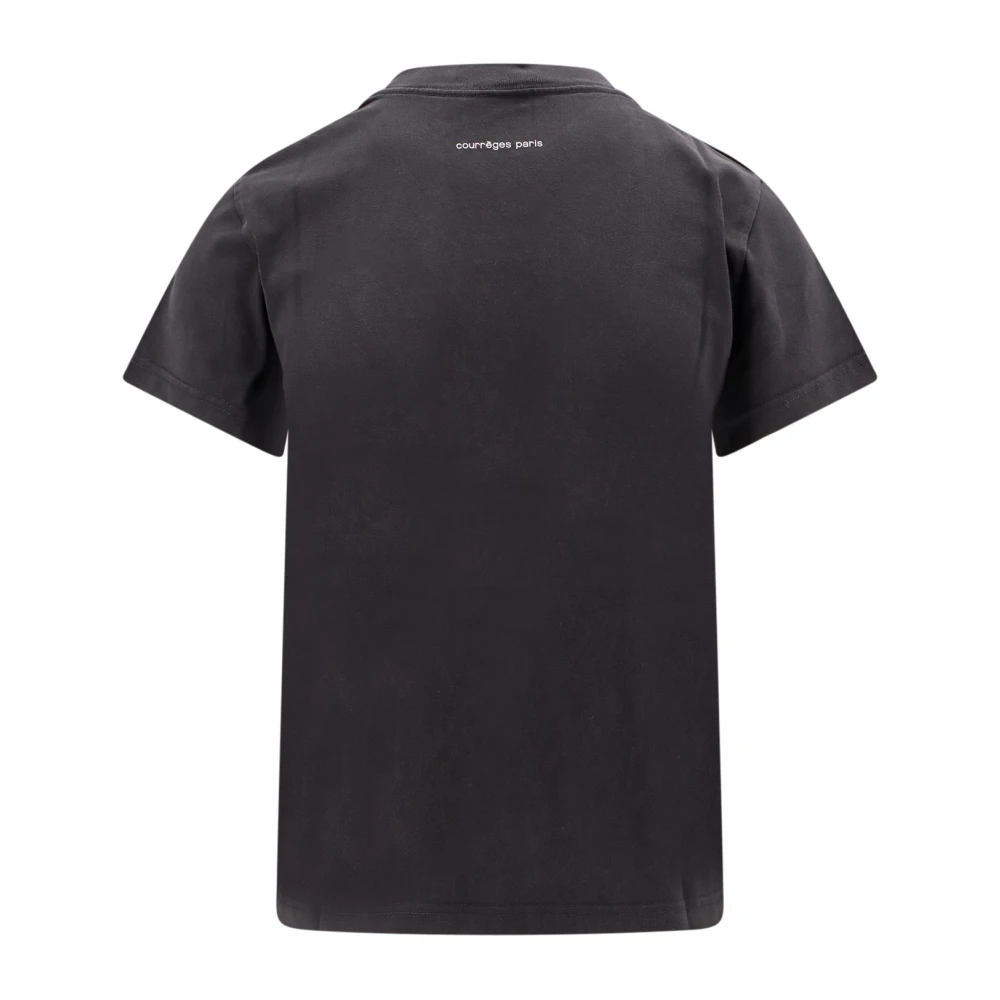 Courrèges Stone Washed Katoenen T-Shirt met Logo Gray Dames