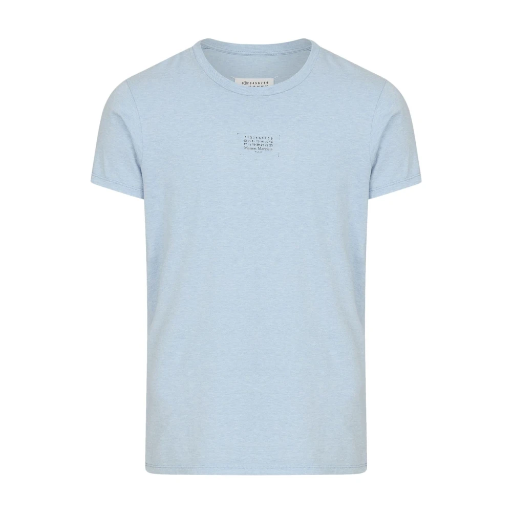 Maison Margiela Blauw Nummers Motief Ronde Hals T-shirt Blue Heren