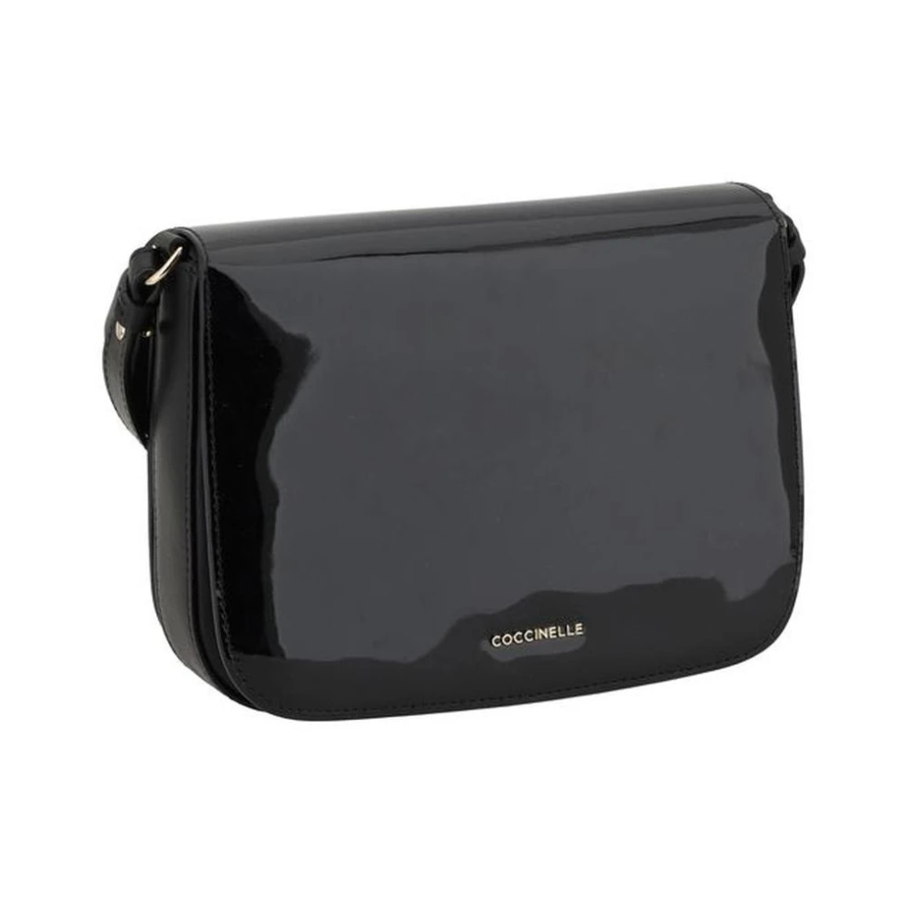 Coccinelle Schoudertas van lakleer met magnetische klep Black Dames