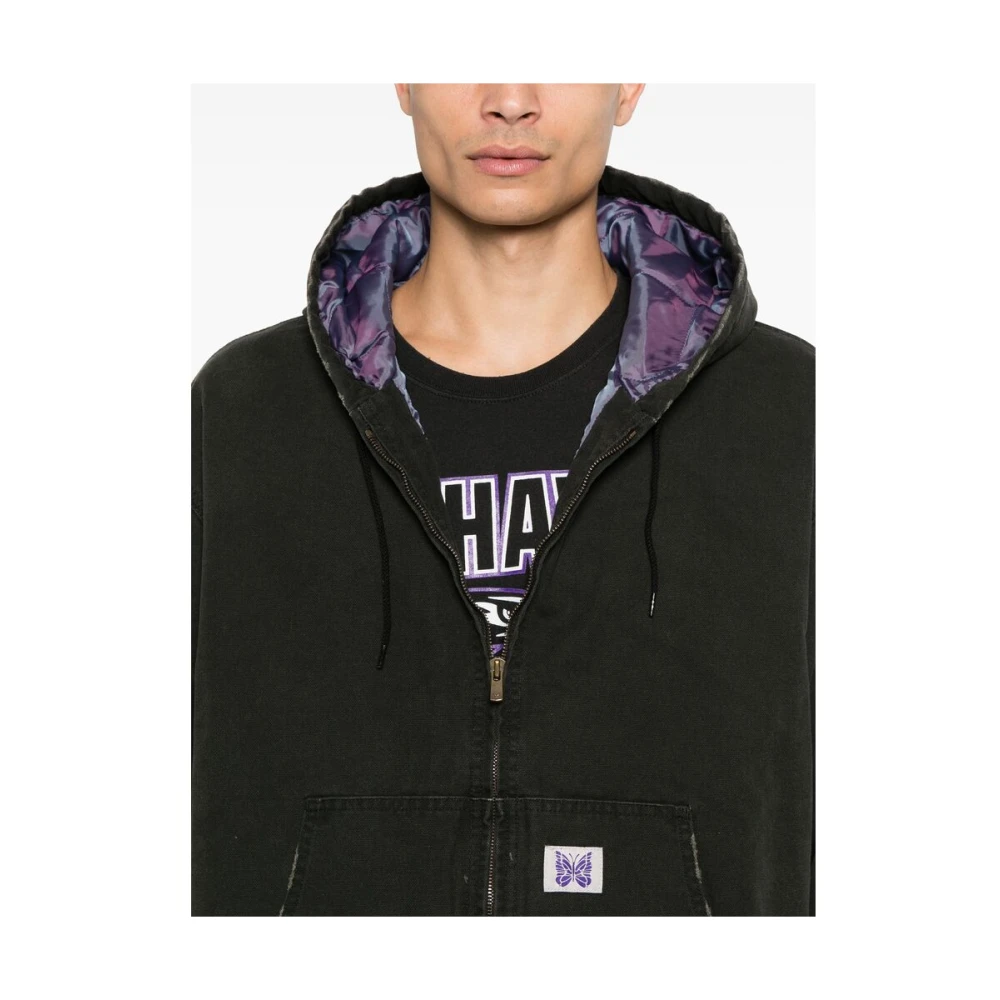 Needles Verontruste Katoenen Hoodie Black Heren