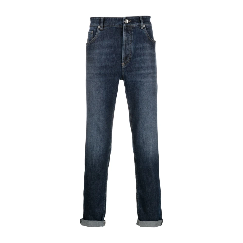 BRUNELLO CUCINELLI Blauwe Cropped Jeans Blue Heren