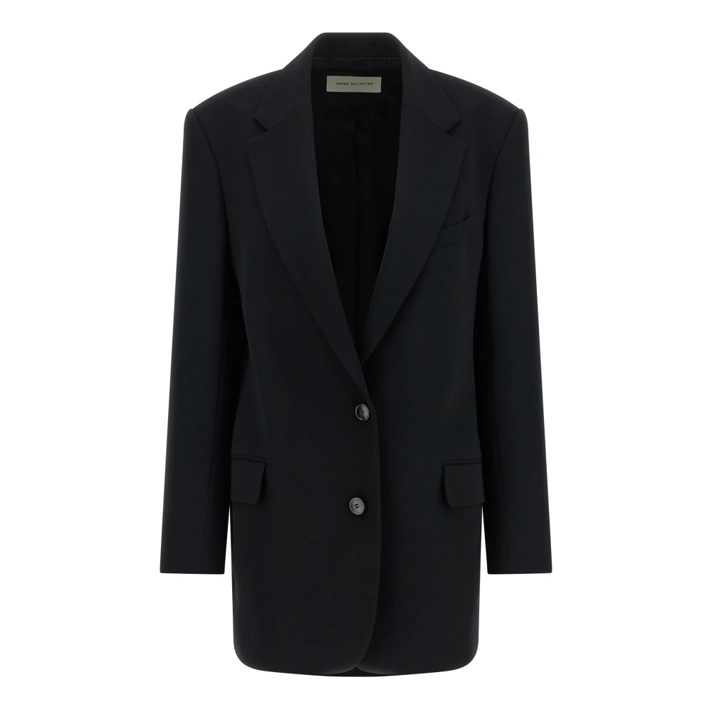 Dries Van Noten Black Blazers, Female, S, Basti Single-Breasted Crêpe Blazer