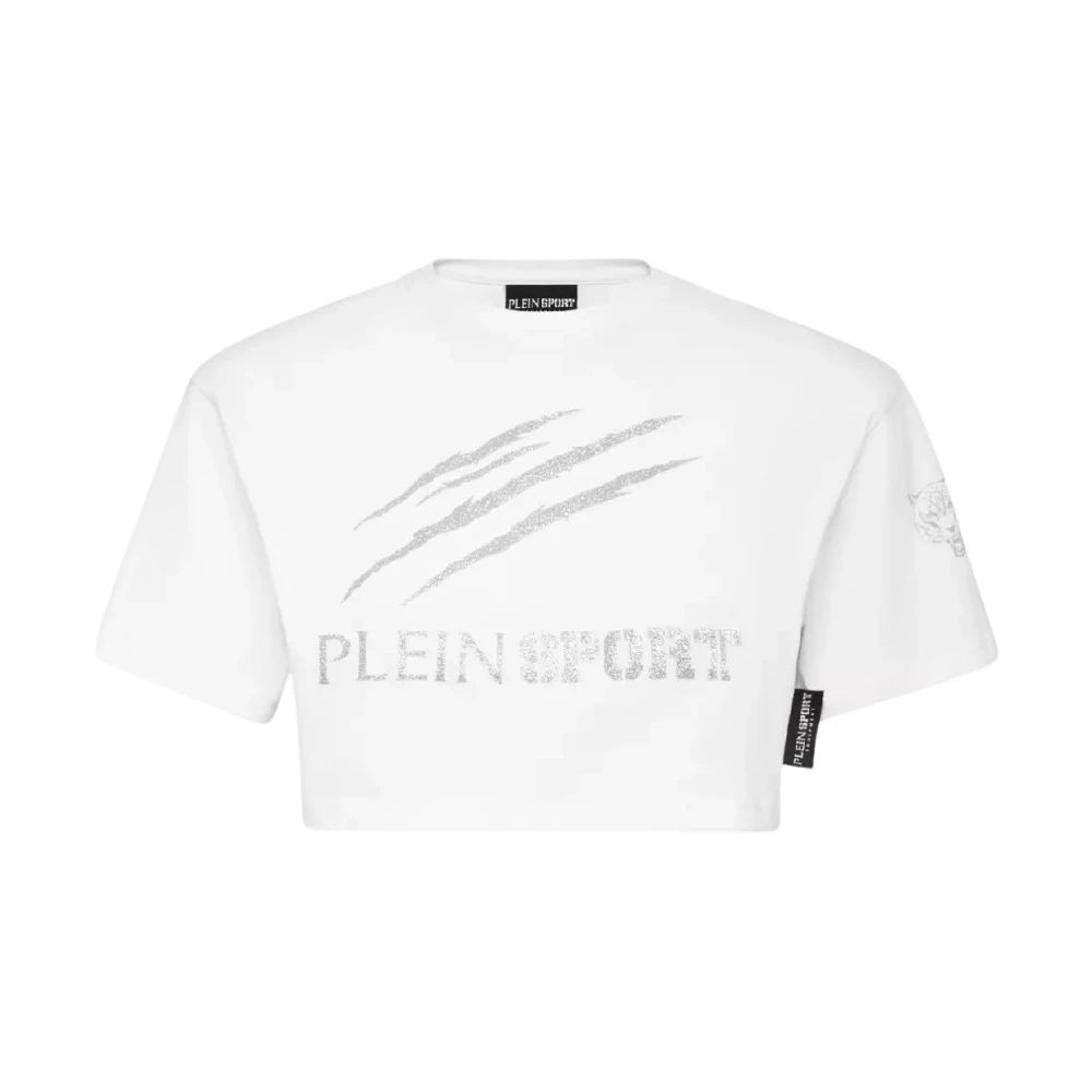 Plein Sport Witte Katoenen Logo Korte Top White Dames