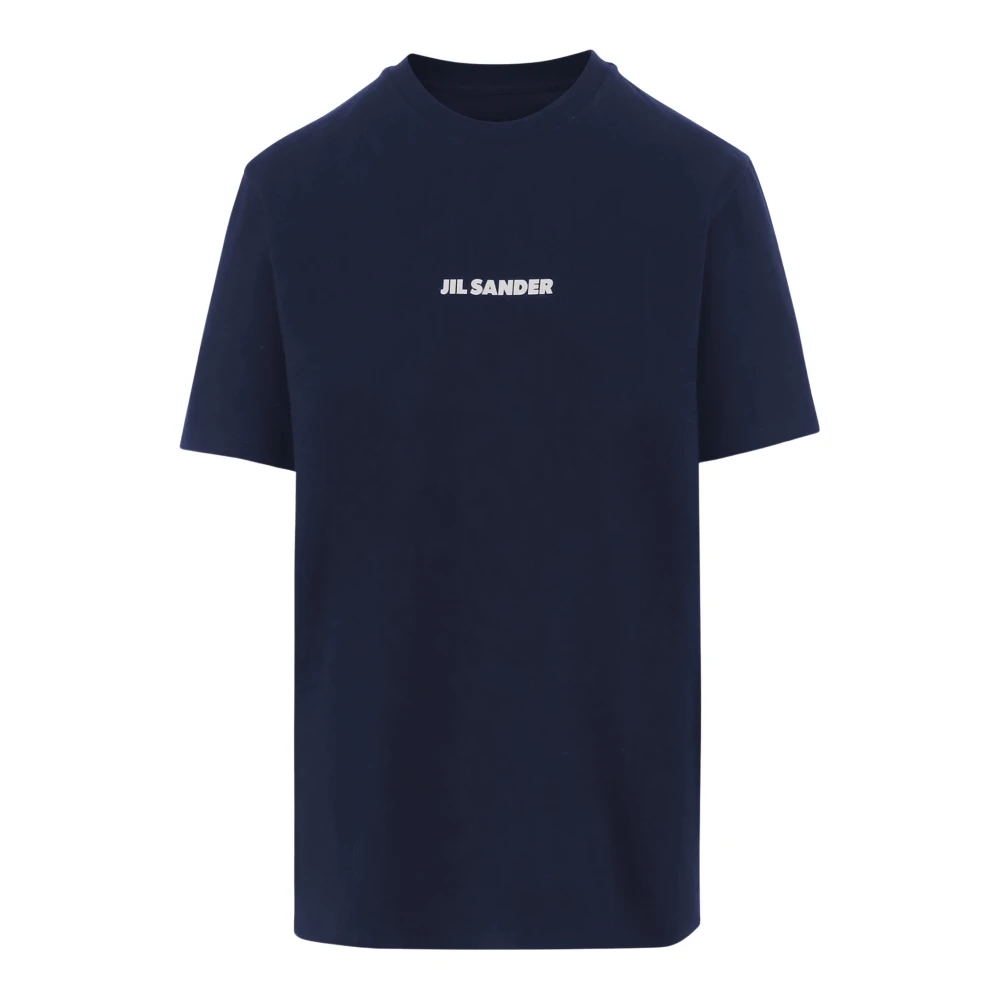 Jil Sander Women's Blue Cotton T-Shirt With Logo - T-Shirts - Xs - Tops