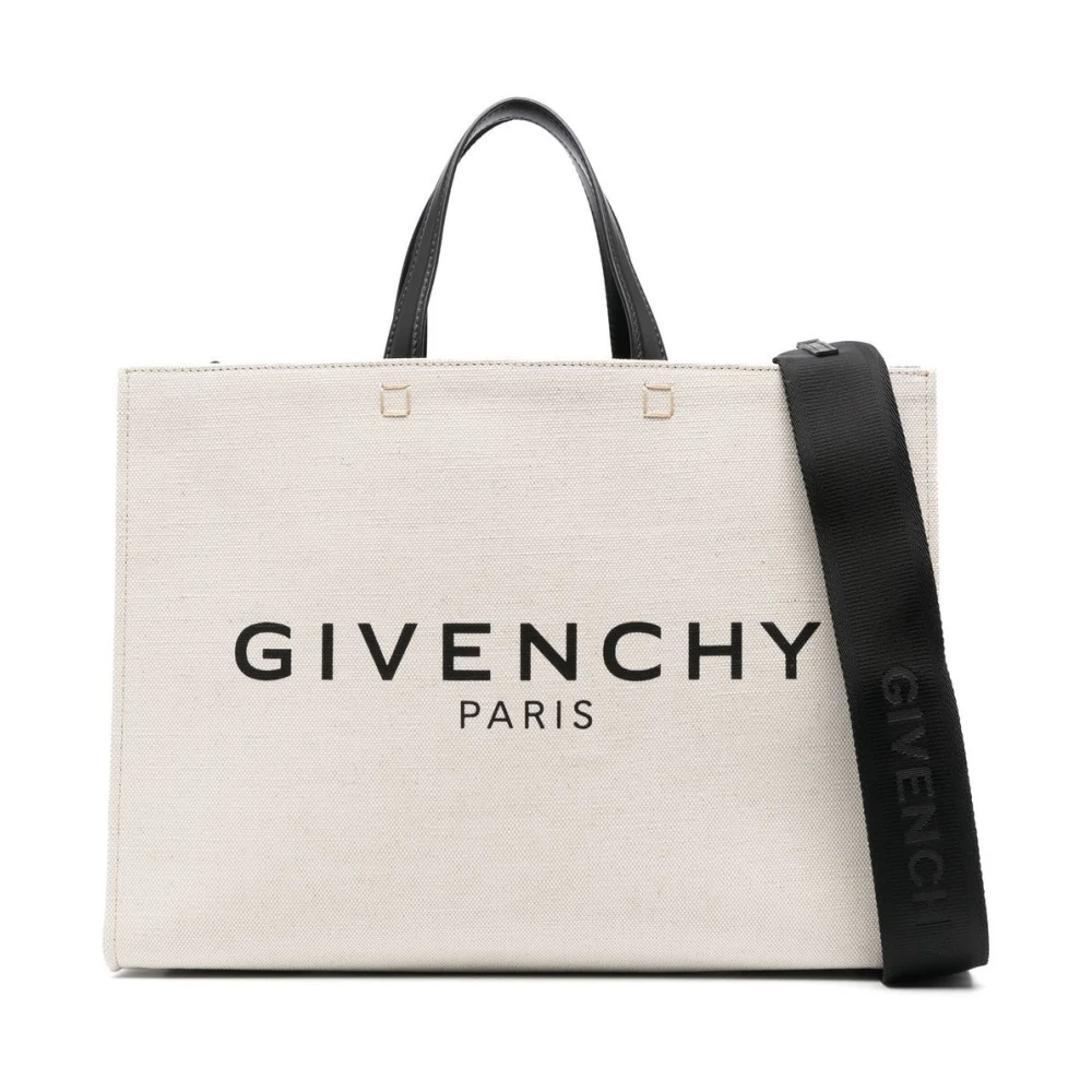 Givenchy Beige Canvas Tote Bag met Logo Print Beige Dames