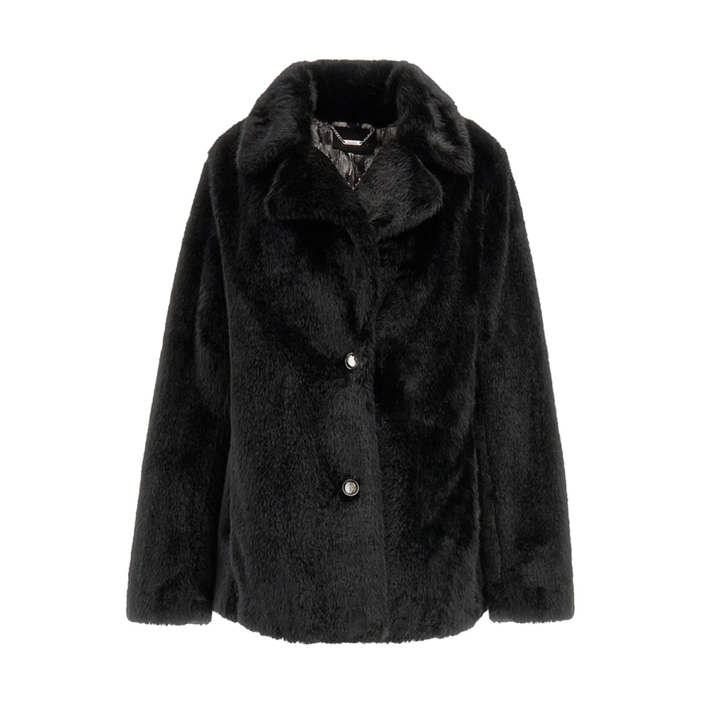 Guess Zwarte Faux Fur Jas Filomena Stijl Black Dames