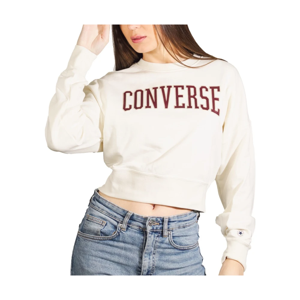 Converse Stijlvolle Crew Sweatshirt voor Vrouwen White Dames