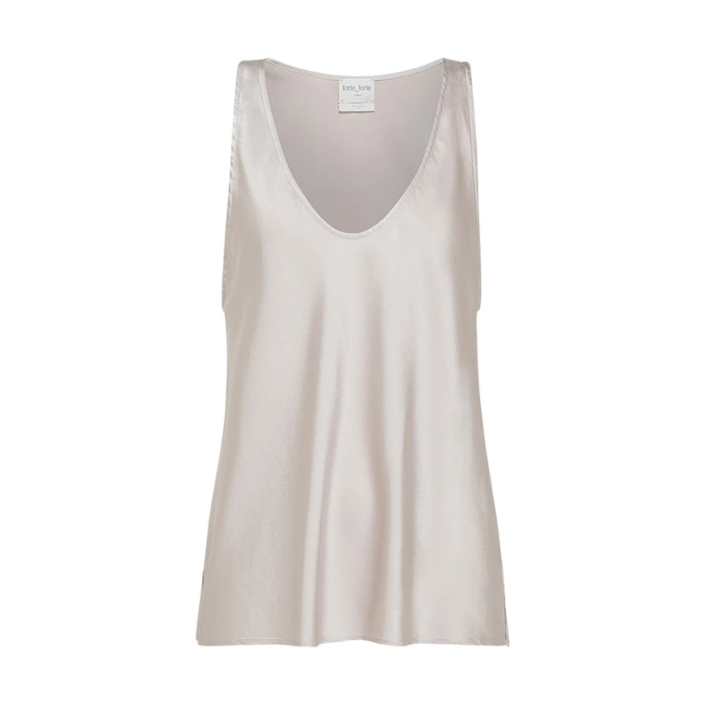 Forte Zijden Stretch Mouwloze Top White Dames
