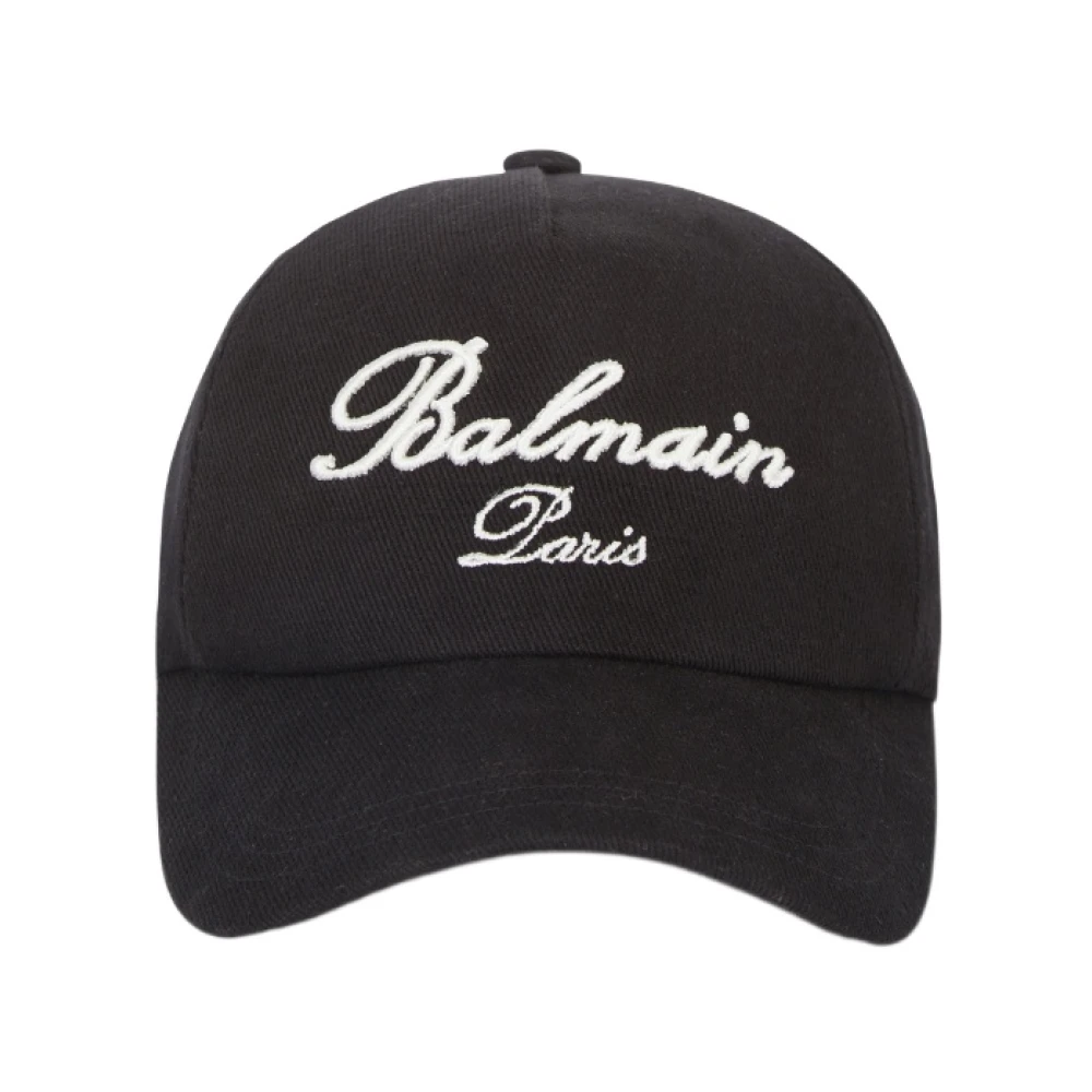 Balmain Katoenen Logo Geborduurde Pet Black Heren