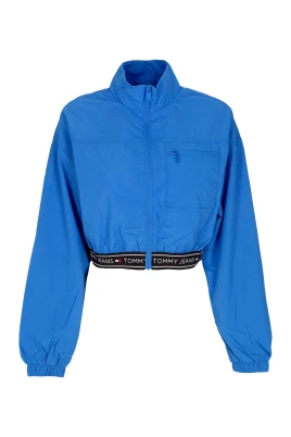 Blå Crop Windbreaker Jacka med Taping