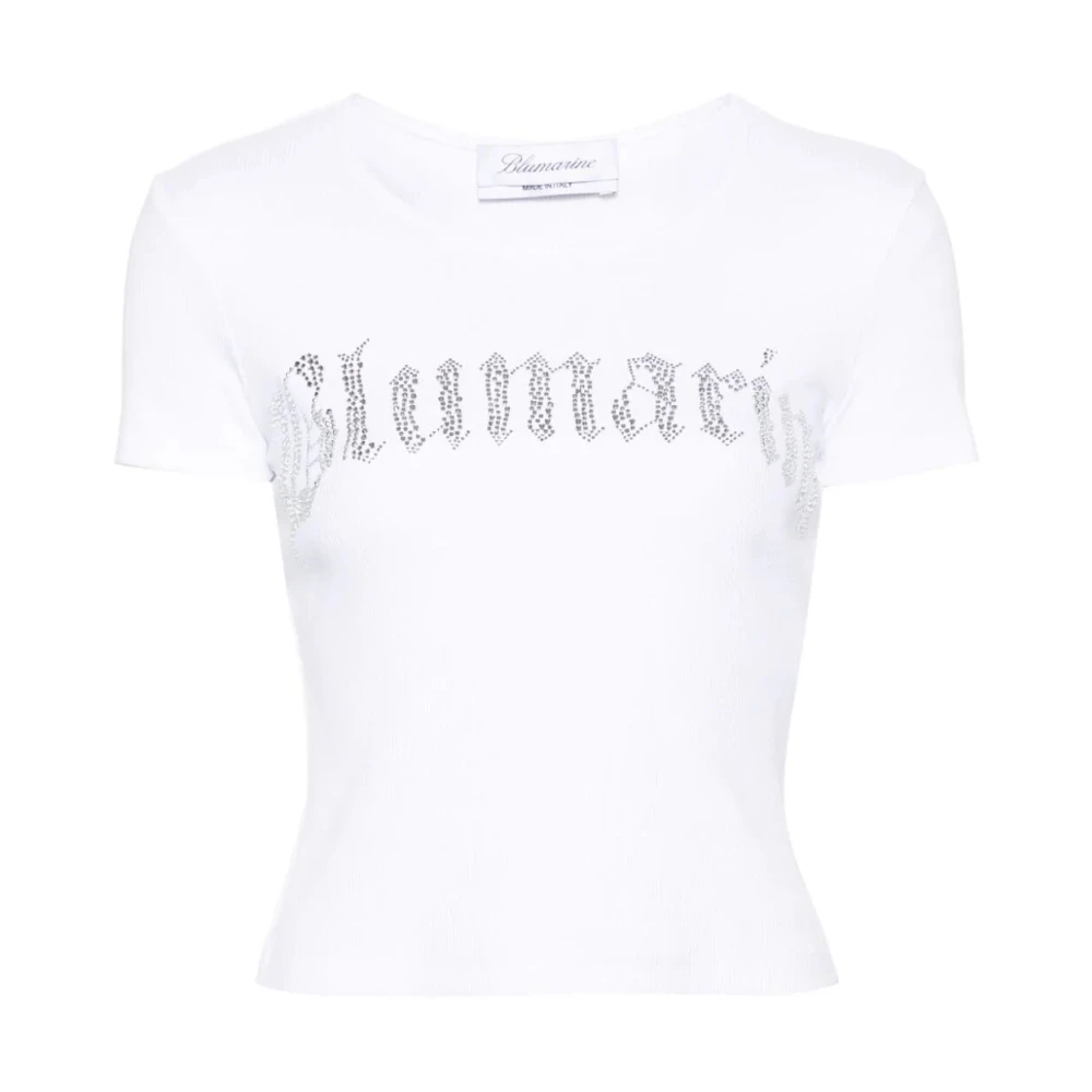 Blumarine Ottico Cropped T-Shirt White Dames