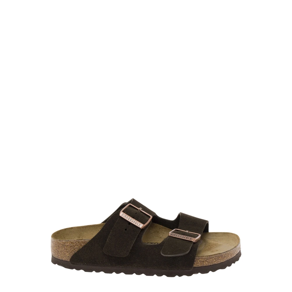 Birkenstock Brun läder slip-on sandaler Brown, Dam