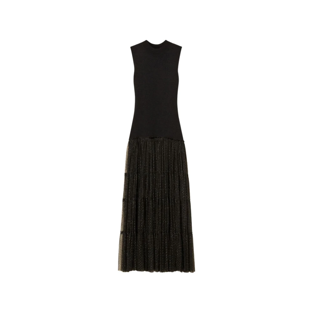 Twinset Dress With Ruffles - Female - Midi Dresses - Black - Xs - Dresses